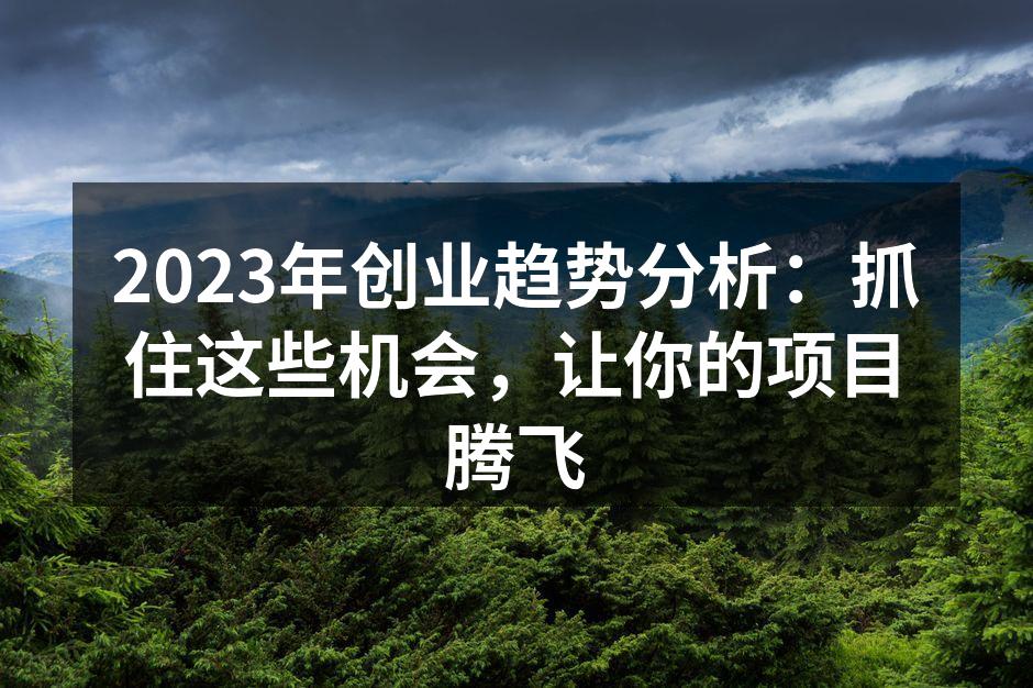 2023年创业趋势分析：抓住这些机会，让你的项目腾飞